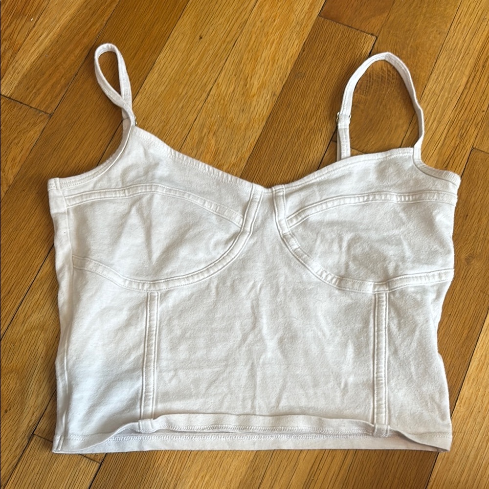 Hollister White Fitted Crop Camisole Tank Top